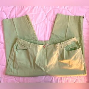 Light Green Capris with Rhinestone Flair by Quaker Factory, Sz 3x